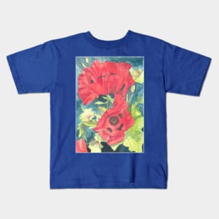 Red poppies watercolour painting Kids T-Shirt